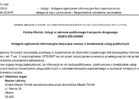 Wstępne ogłoszenie informacyjne dotyczące umowy o świadczenie usług publicznych