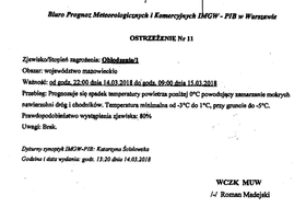 Uwaga! Przewidywane oblodzenie