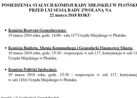 Posiedzenia Stałych Komisji Rady Miejskiej