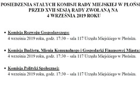 Posiedzenie Stałych Komisji Rady Miejskiej wPłońsku