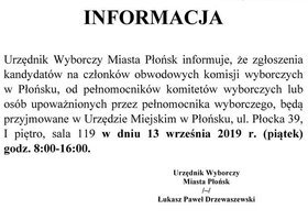 Informacja o zgłaszaniu kandydatów