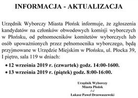 Zgłoszenia kandydatów na członków obwodowych komisji wyborczych