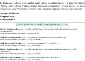 Fundacja Civis Polonus prowadzi NABÓR RADNYCH DO MŁODZIEŻOWEGO SEJMIKU WOJEWÓDZTWA MAZOWIECKIEGO