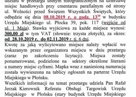 Ogloszenie o przetargu ustnym nieograniczonym na dzierżawę miejsc handlowych przy cmentarzu parafialnym 