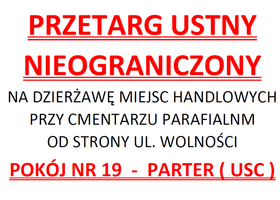 Przetarg na dzierżawę miejsc handlowych przy cmentarzu parafialnym