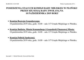 Posiedzenia stałych komisji Rady Miejskiej w Płońsku
