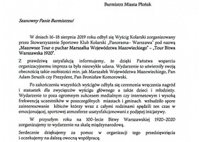 Podziękowanie dla Burmistrza