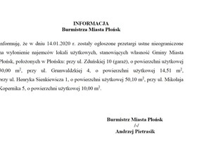Przetargi ustne nieograniczone na wyłonienie najemców lokali użytkowych 