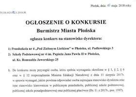 Ogłoszenie o konkursie na stanowisko dyrektora