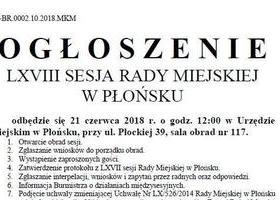 LXVIII Sesja Rady Miejskiej w Płońsku