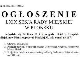 LXIX Sesja Rady Miejskiej w Płońsku